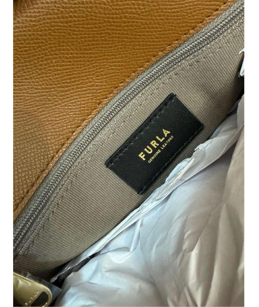 FURLA Коричневая кожаная сумка через плечо, фото 3