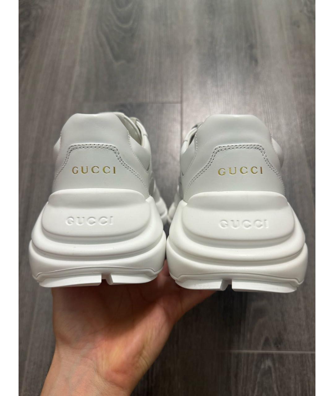 GUCCI Белые кожаные высокие кроссовки / кеды, фото 4