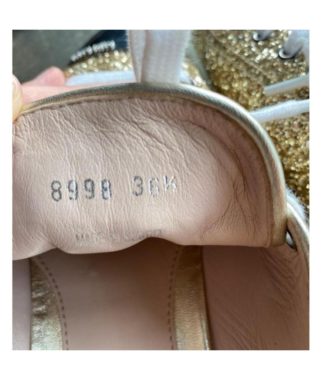 MIU MIU Золотые текстильные кеды, фото 5