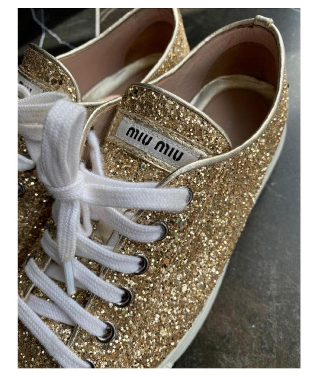 MIU MIU Золотые текстильные кеды, фото 7