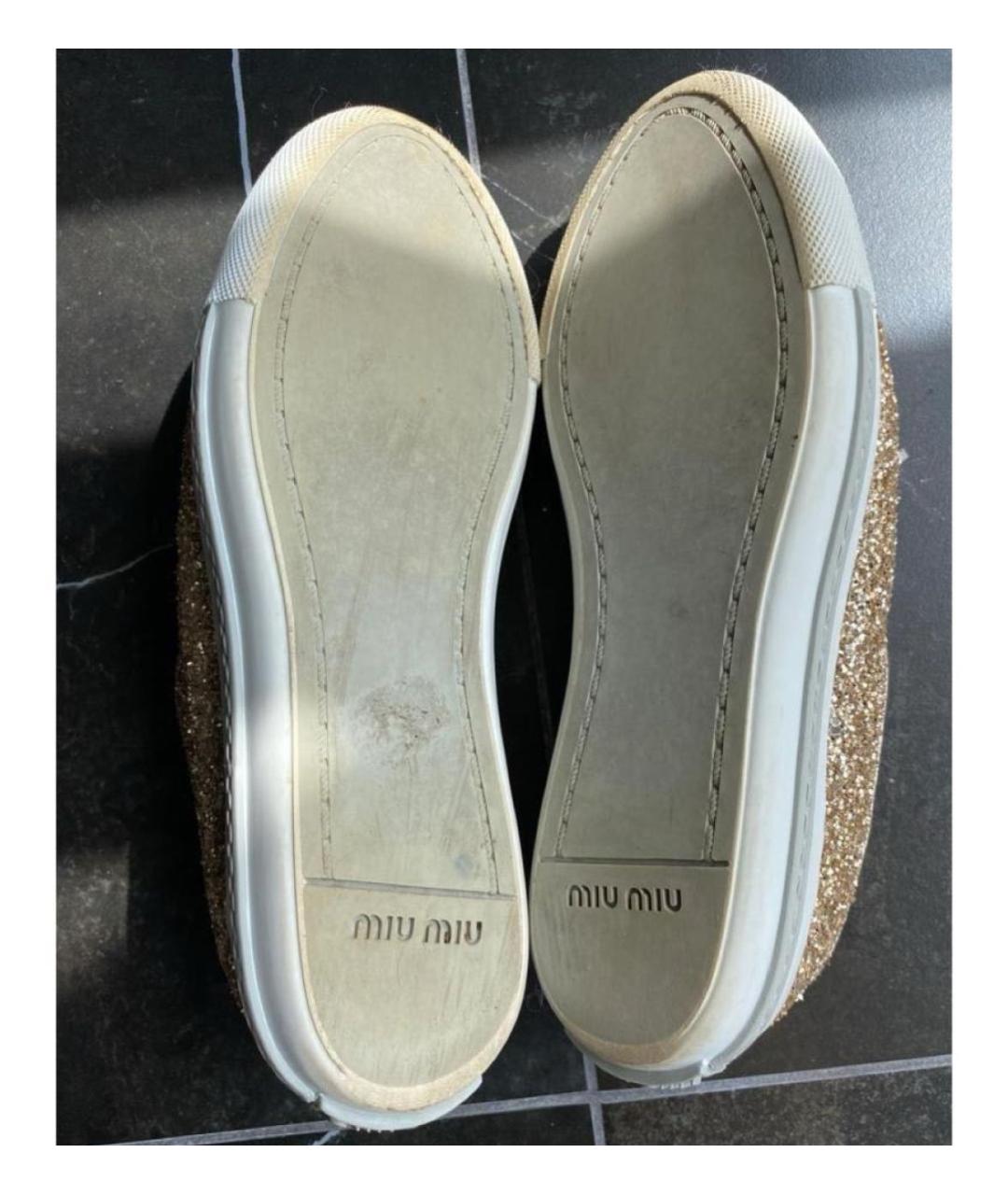 MIU MIU Золотые текстильные кеды, фото 8