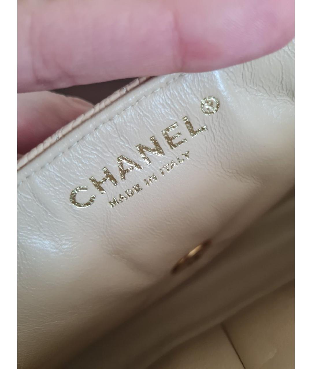 CHANEL Бежевая кожаная сумка через плечо, фото 7