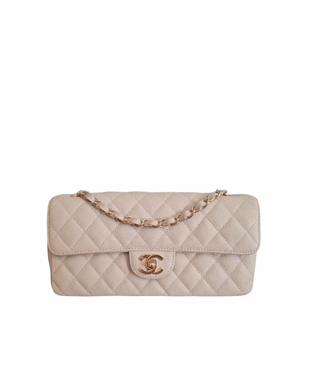 CHANEL Бежевая кожаная сумка через плечо, фото 1