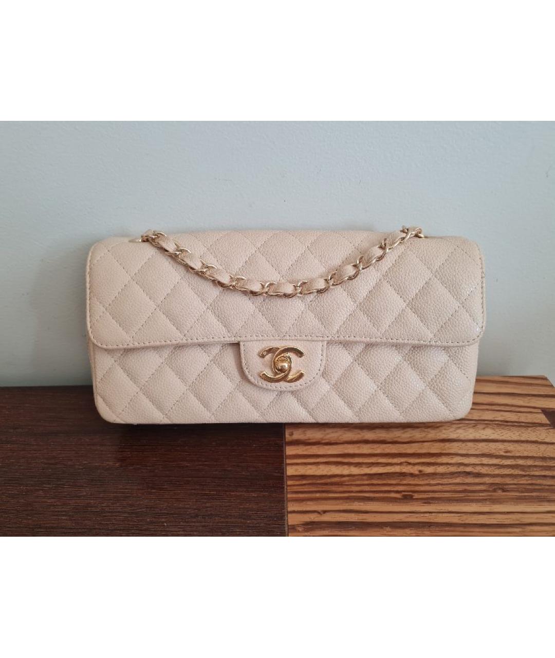 CHANEL Бежевая кожаная сумка через плечо, фото 10