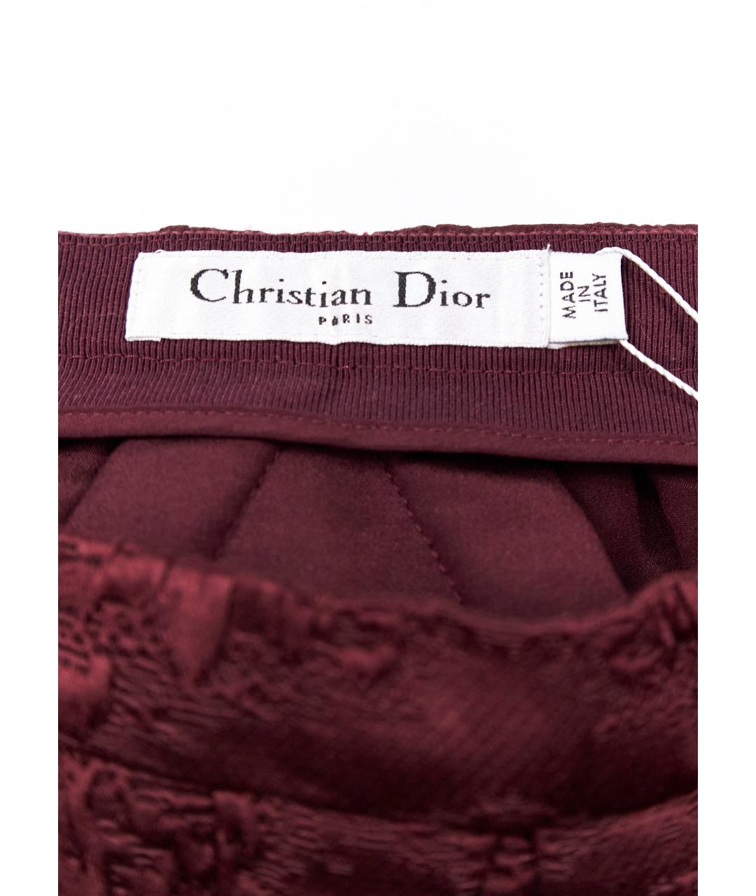 CHRISTIAN DIOR Бордовая шерстяная юбка мини, фото 3