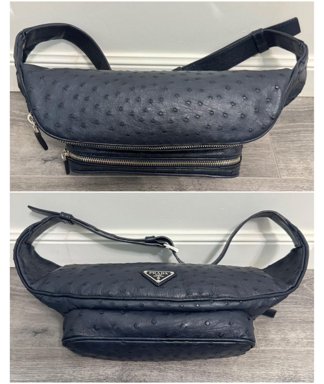 PRADA Темно-синяя поясная сумка из экзотической кожи, фото 3