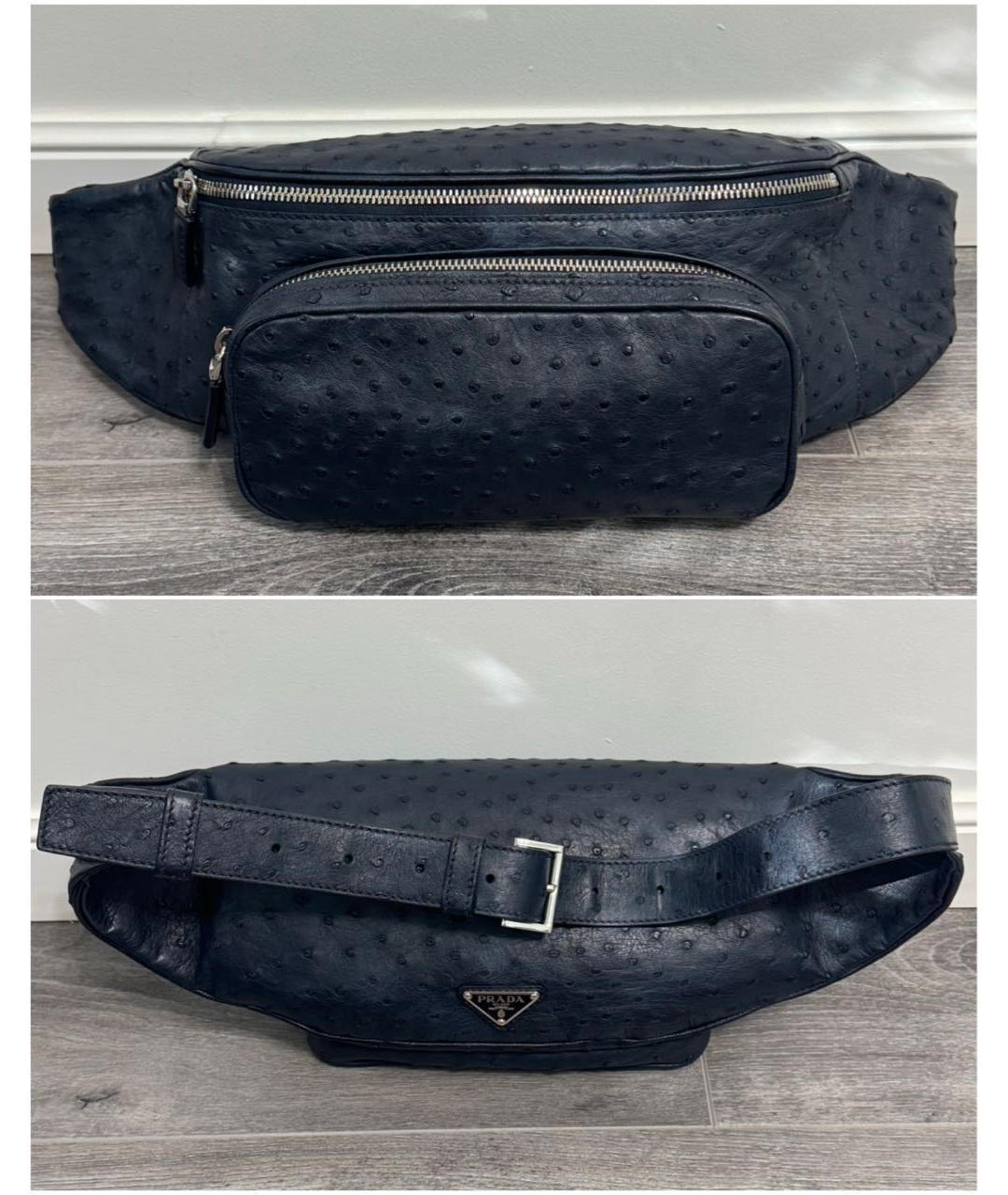 PRADA Темно-синяя поясная сумка из экзотической кожи, фото 2