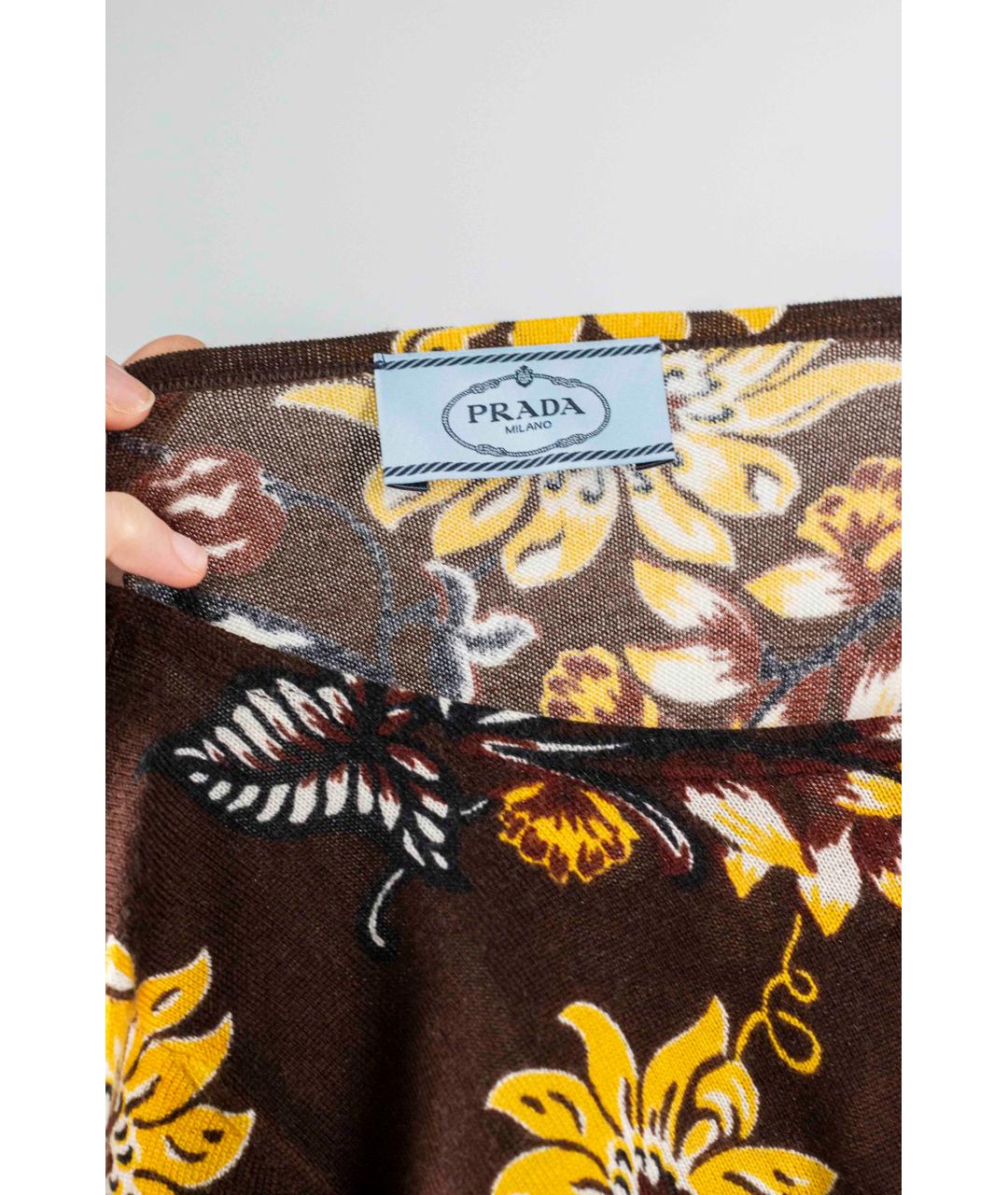 PRADA Коричневая шерстяная футболка, фото 3