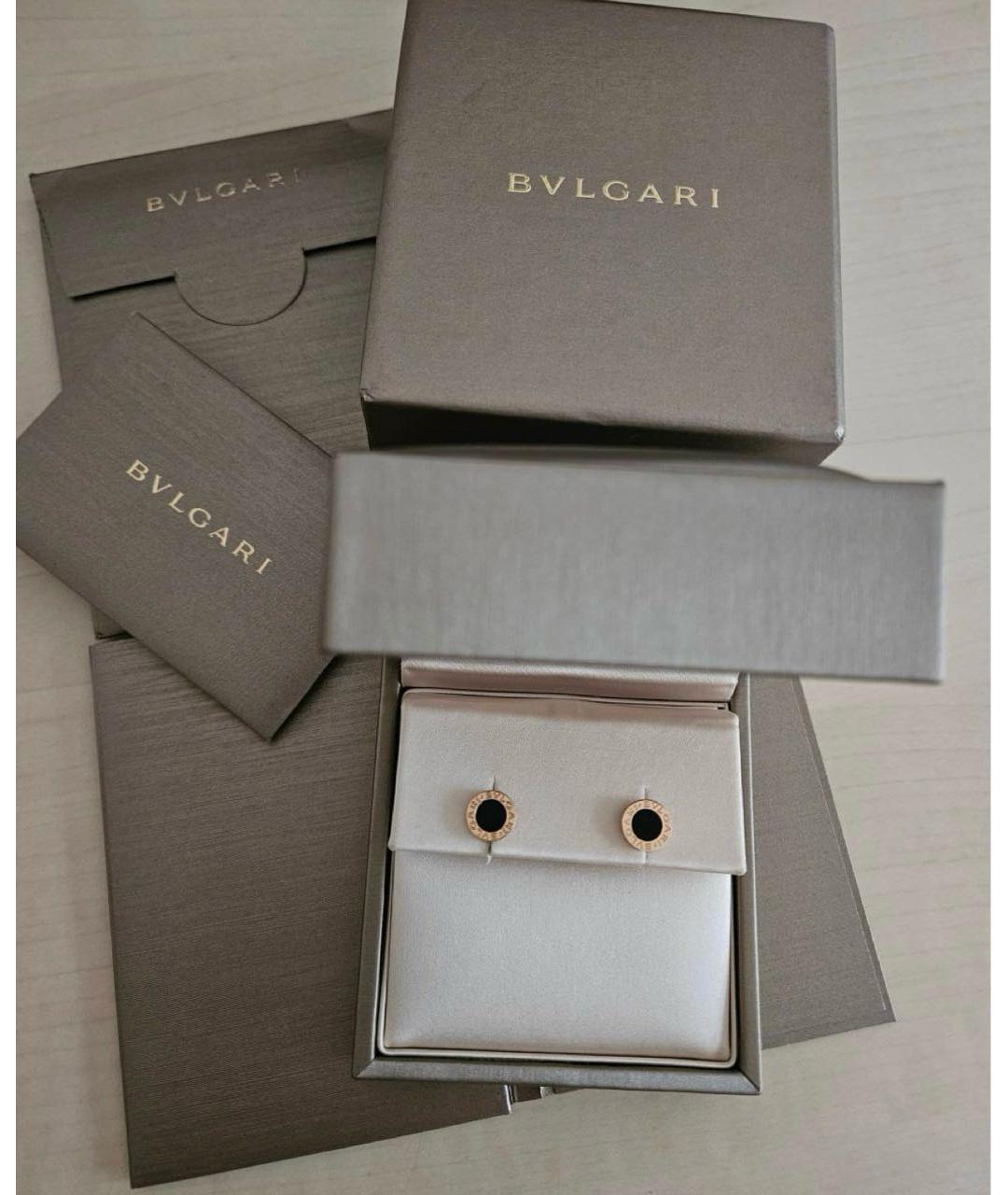 BVLGARI Черные серьги из розового золота, фото 2