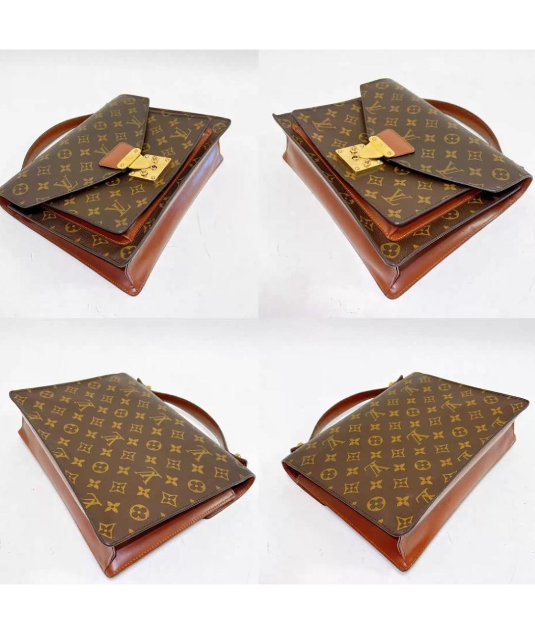 LOUIS VUITTON Коричневая кожаная сумка с короткими ручками, фото 4