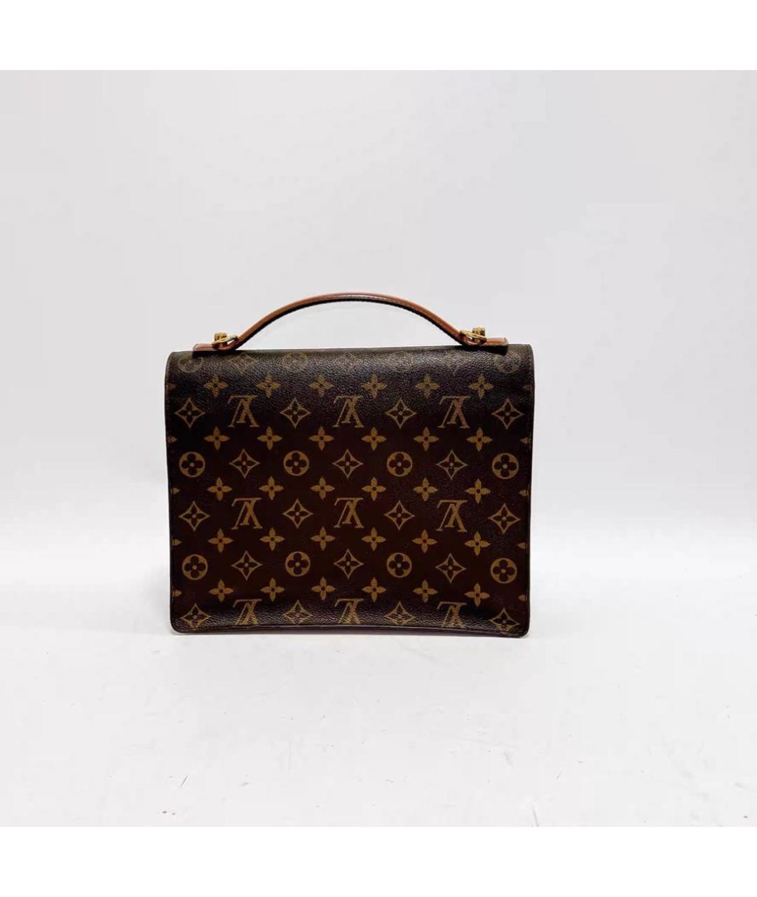 LOUIS VUITTON Коричневая кожаная сумка с короткими ручками, фото 3