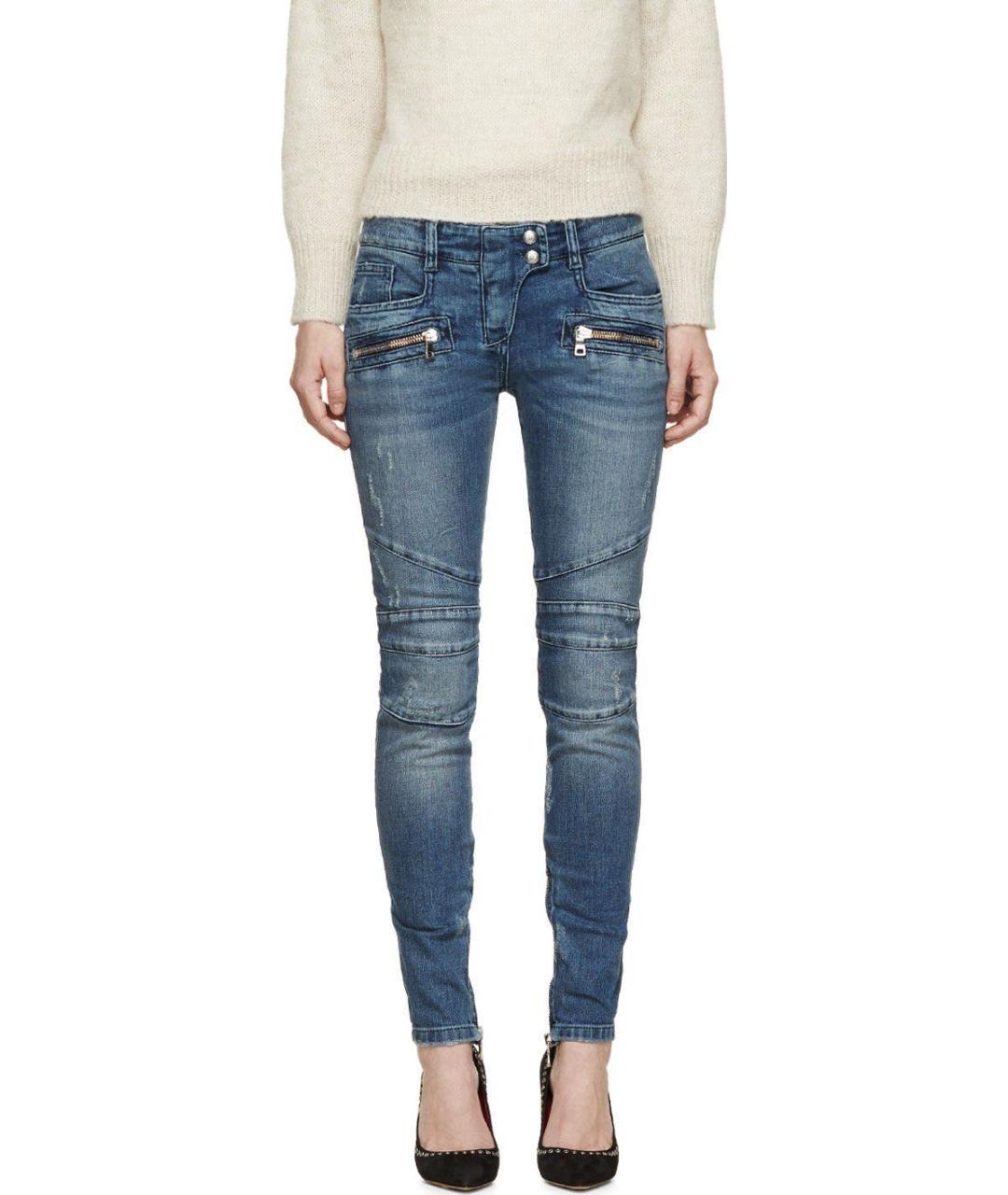 BALMAIN Синие хлопко-эластановые джинсы слим, фото 8