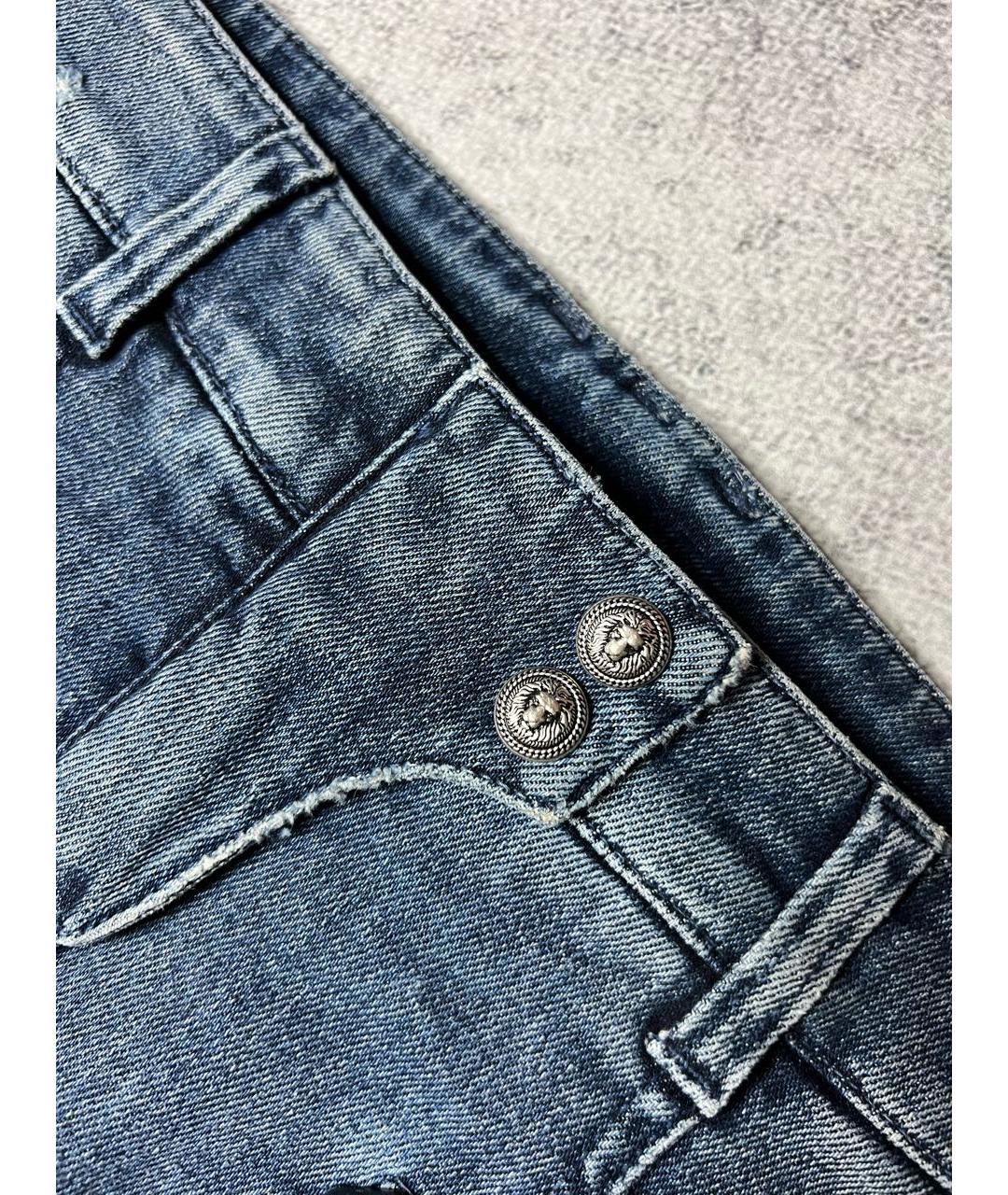 BALMAIN Синие хлопко-эластановые джинсы слим, фото 4