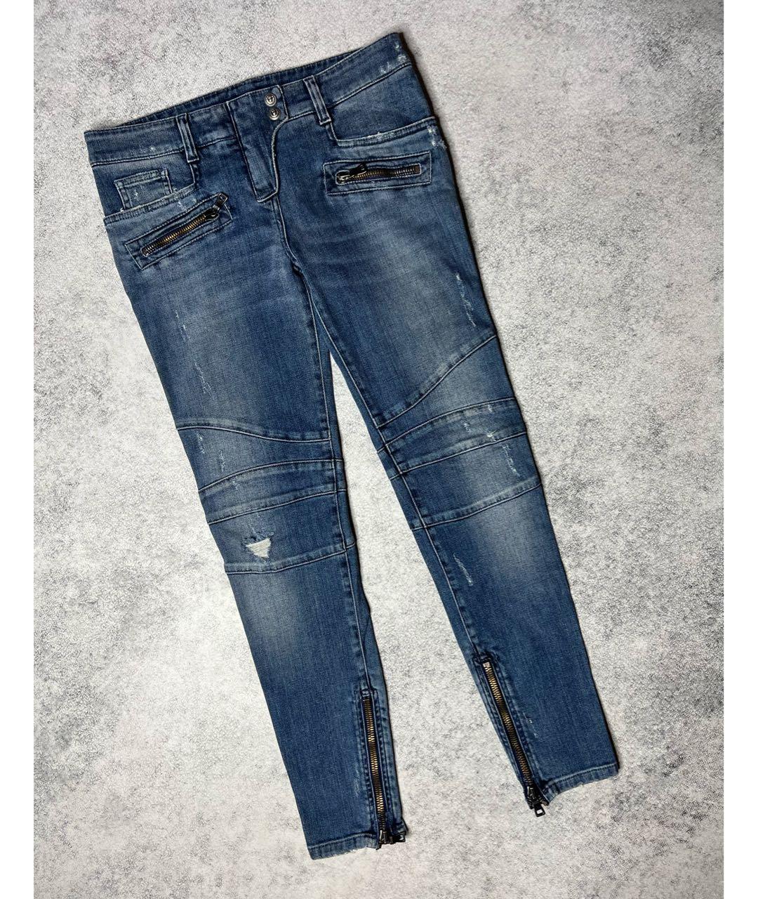 BALMAIN Синие хлопко-эластановые джинсы слим, фото 9
