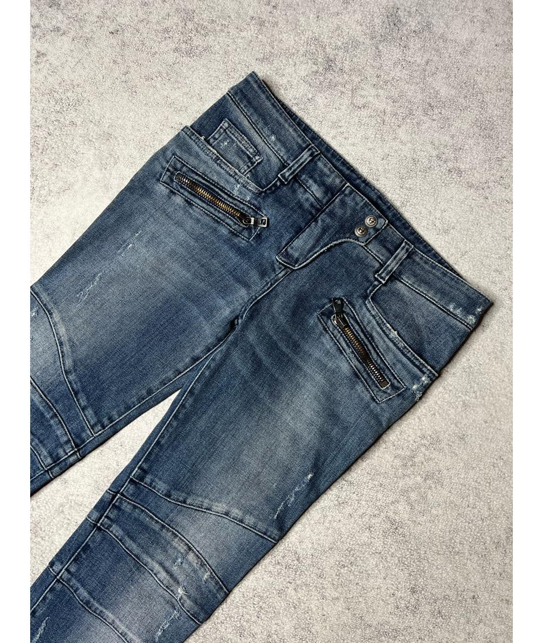 BALMAIN Синие хлопко-эластановые джинсы слим, фото 2