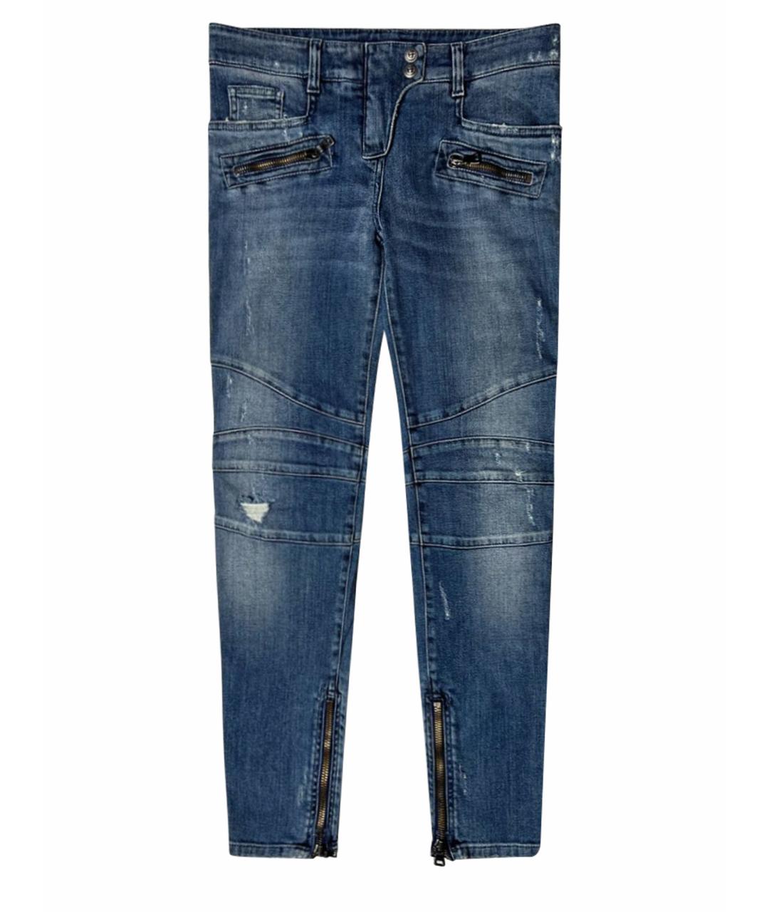 BALMAIN Синие хлопко-эластановые джинсы слим, фото 1
