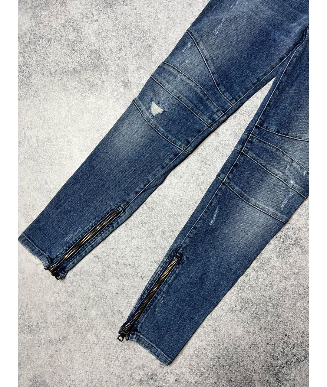 BALMAIN Синие хлопко-эластановые джинсы слим, фото 3