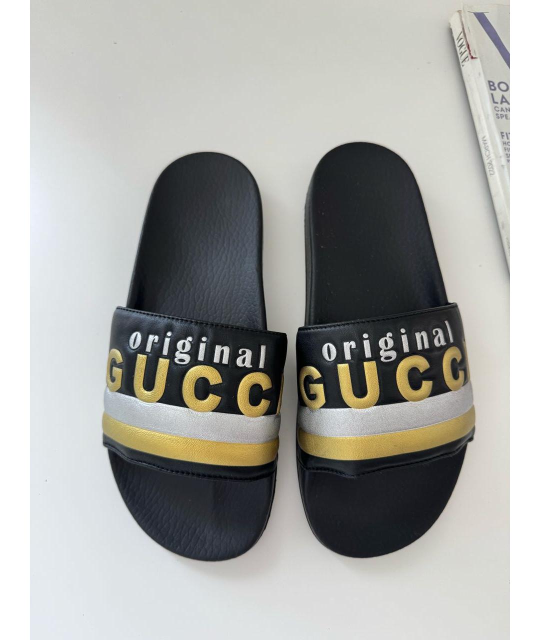 GUCCI Черные шлепанцы, фото 5