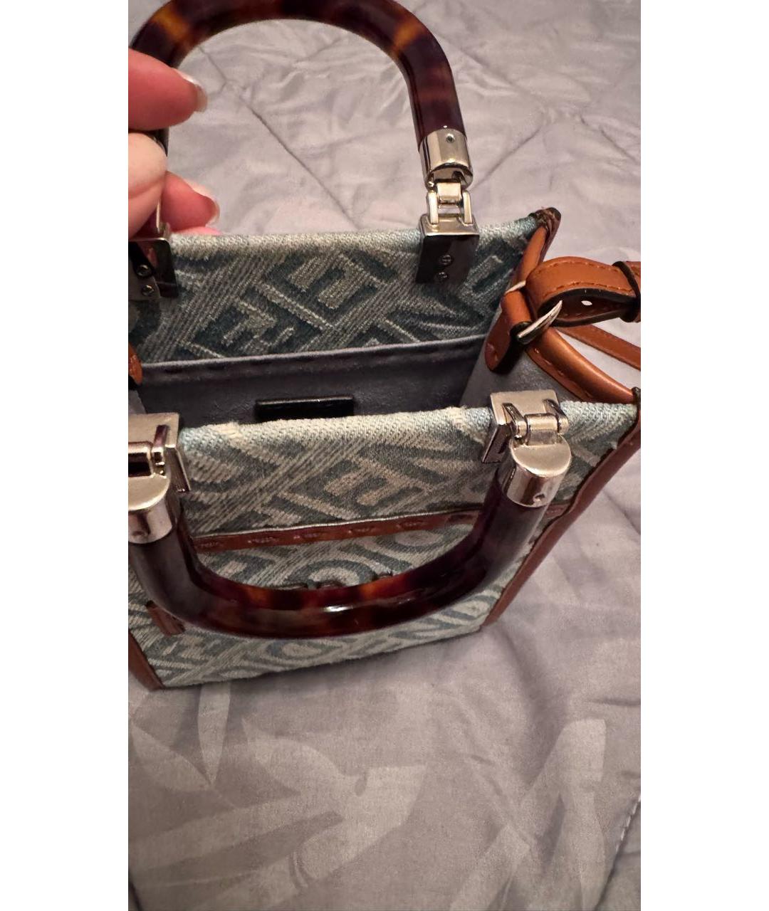FENDI Голубая деним сумка через плечо, фото 5