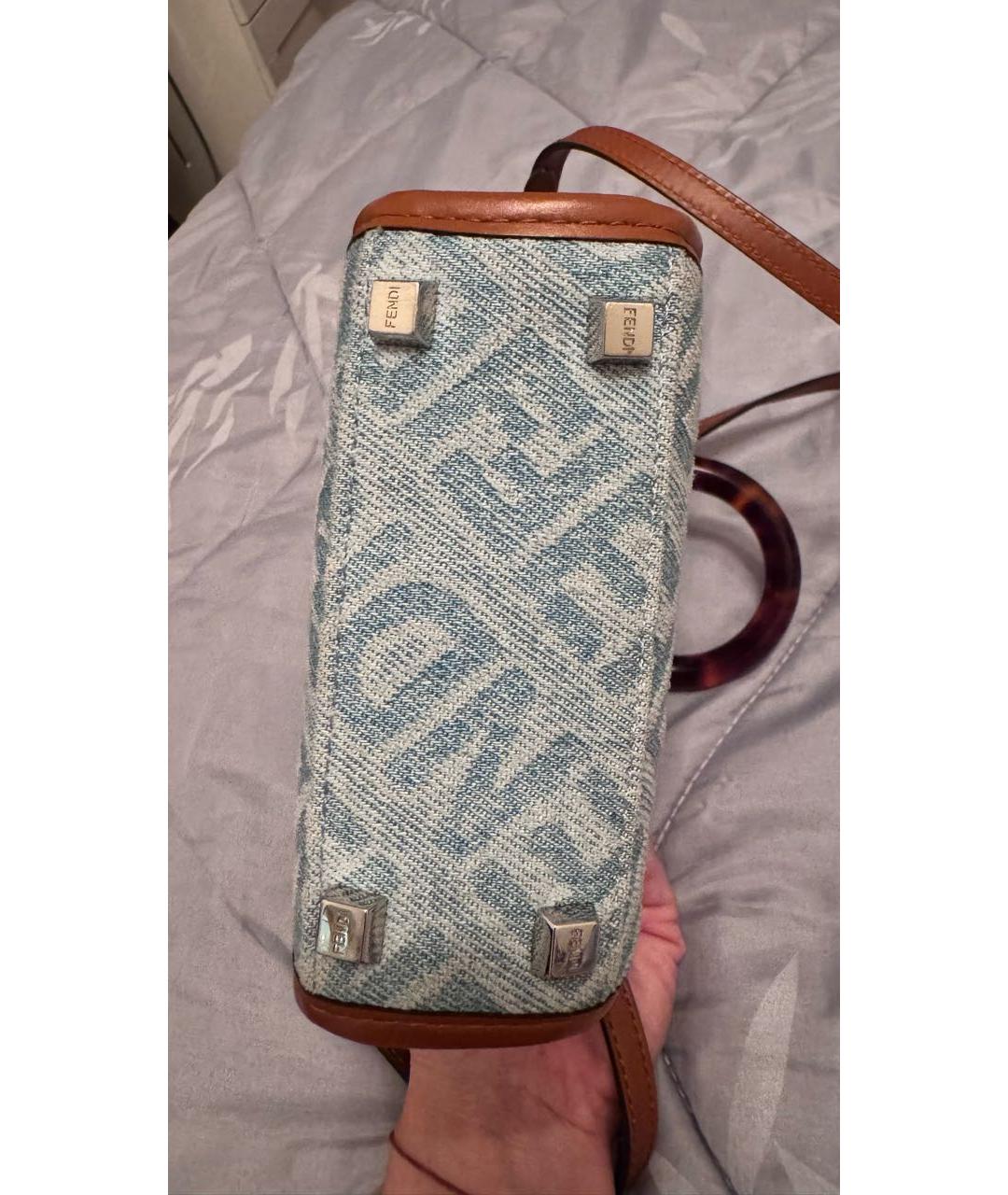 FENDI Голубая деним сумка через плечо, фото 8