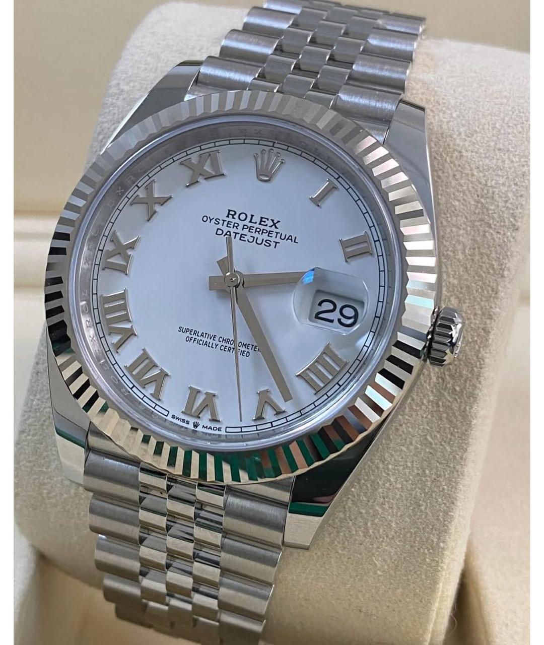 ROLEX Белые стальные часы, фото 4