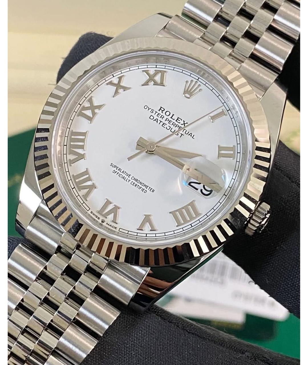 ROLEX Белые стальные часы, фото 6
