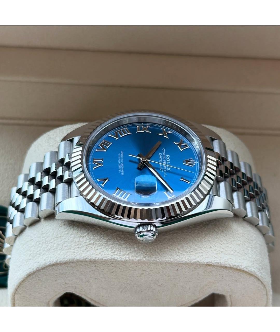 ROLEX Синие часы из золота и стали, фото 5