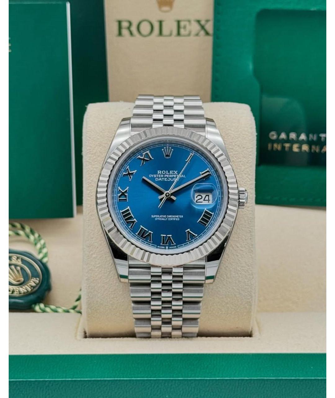 ROLEX Синие часы из золота и стали, фото 2