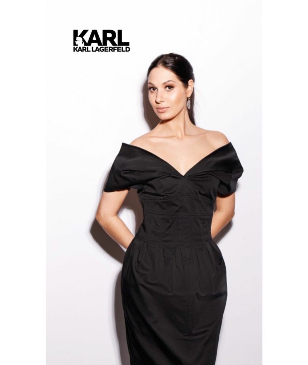 KARL LAGERFELD Черное хлопковое платье, фото 4