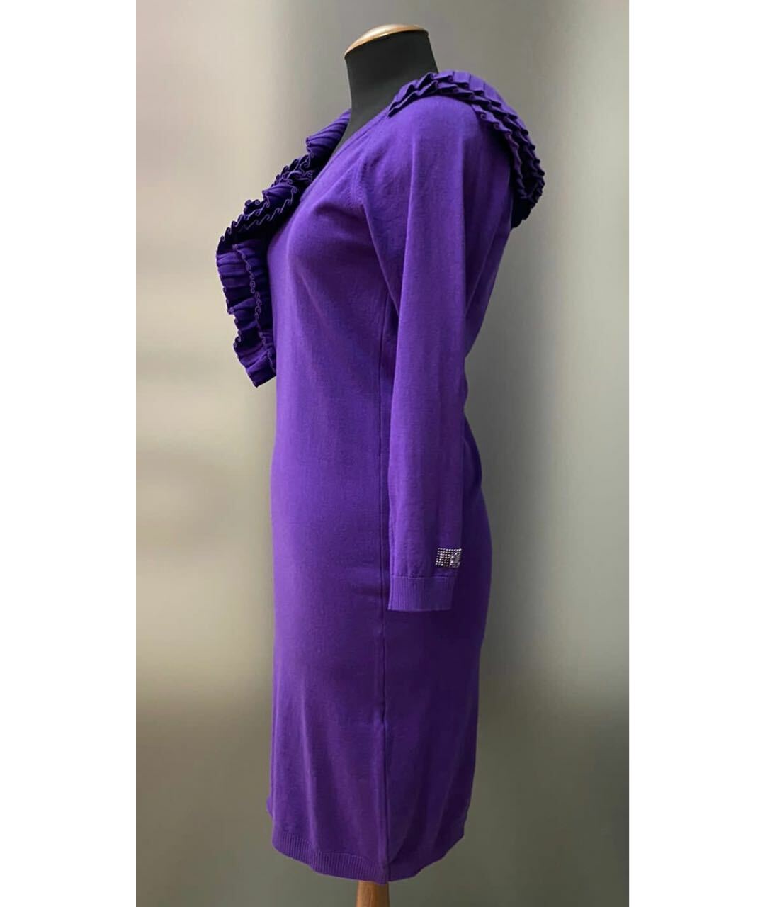 MARIA GRAZIA SEVERI Фиолетовое шерстяное платье, фото 3