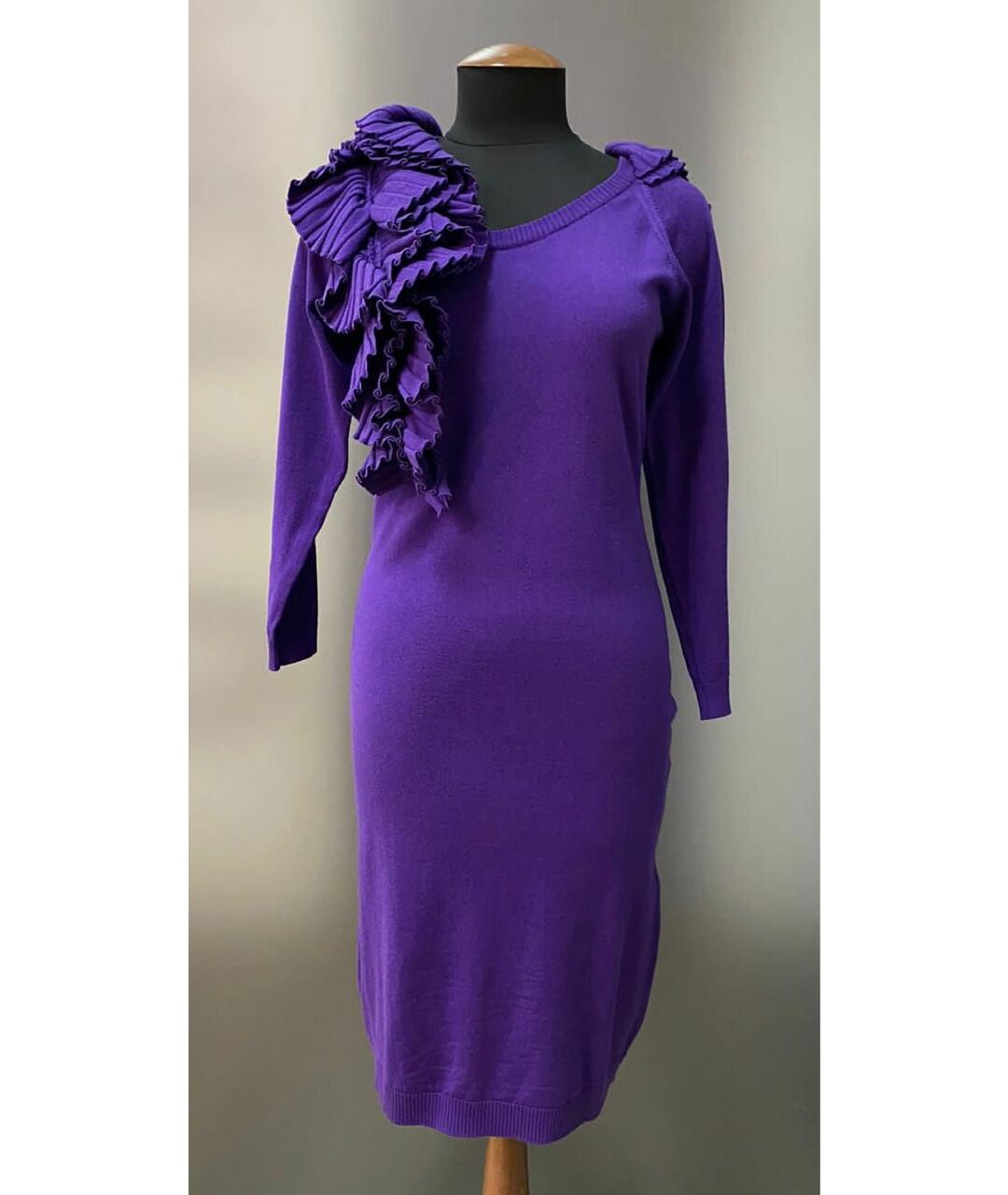 MARIA GRAZIA SEVERI Фиолетовое шерстяное платье, фото 7