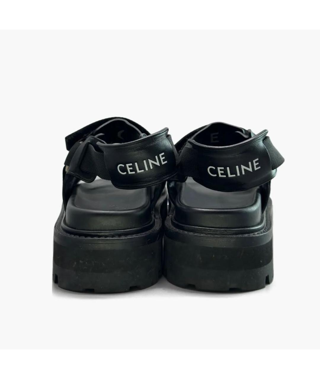 CELINE Черные кожаные сандалии, фото 7