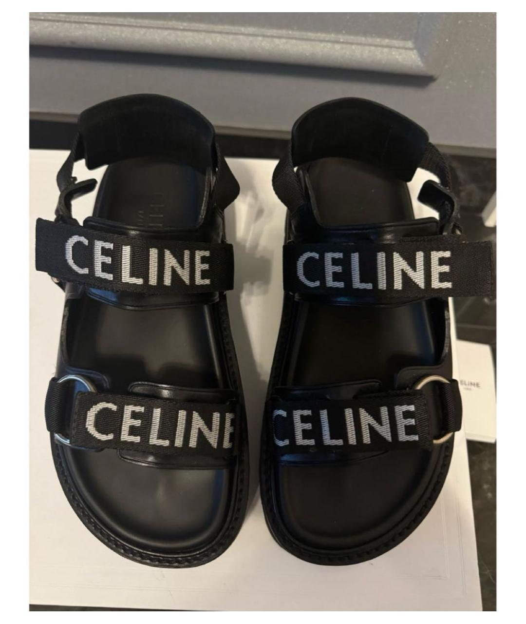 CELINE Черные кожаные сандалии, фото 5