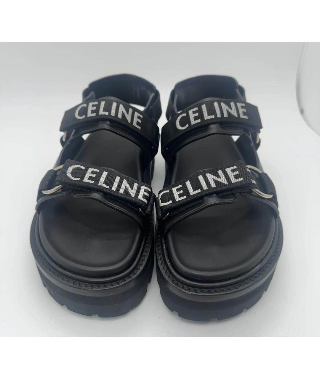 CELINE Черные кожаные сандалии, фото 3