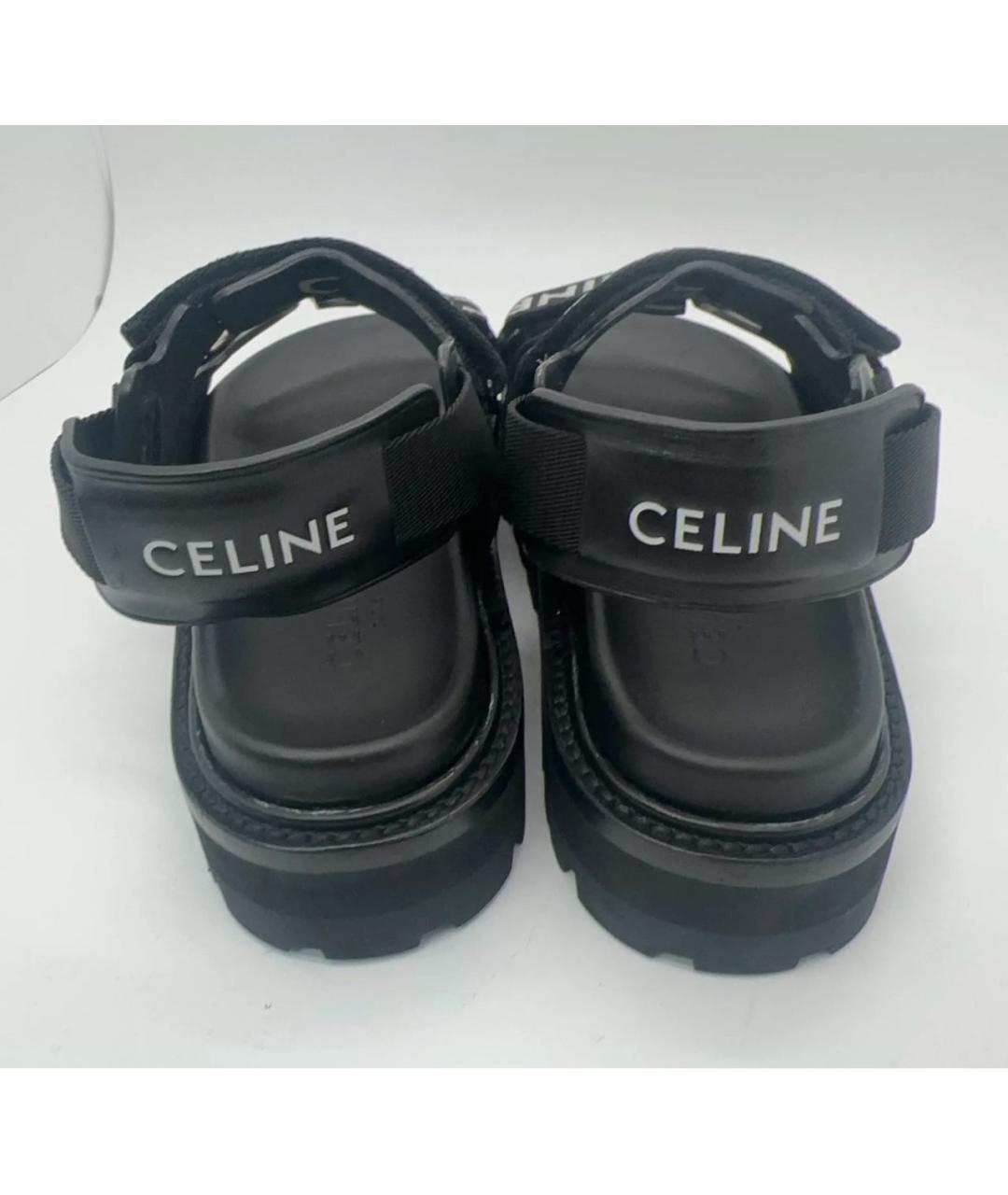 CELINE Черные кожаные сандалии, фото 4