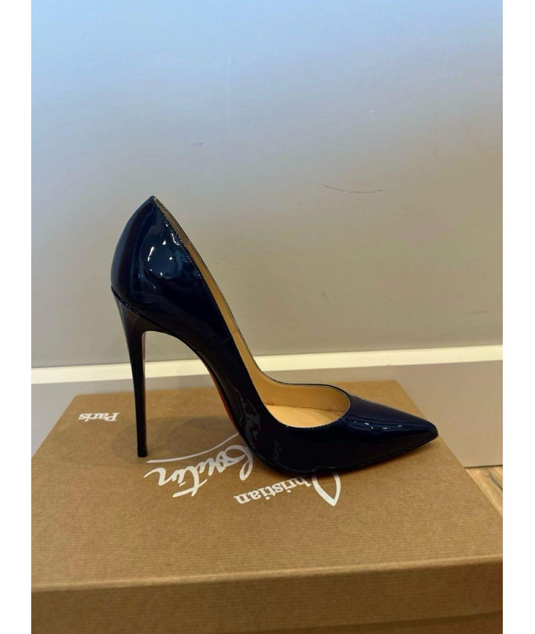 CHRISTIAN LOUBOUTIN Темно-синие туфли из лакированной кожи, фото 5