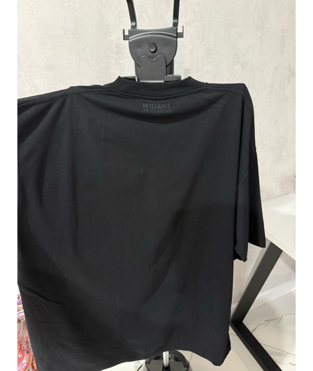 VETEMENTS Черная хлопковая футболка, фото 2