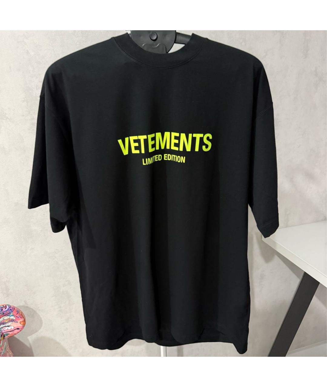 VETEMENTS Черная хлопковая футболка, фото 5