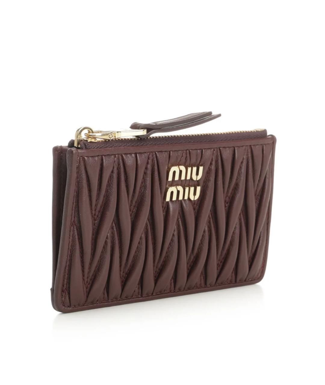 MIU MIU Бордовый кожаный кардхолдер, фото 3