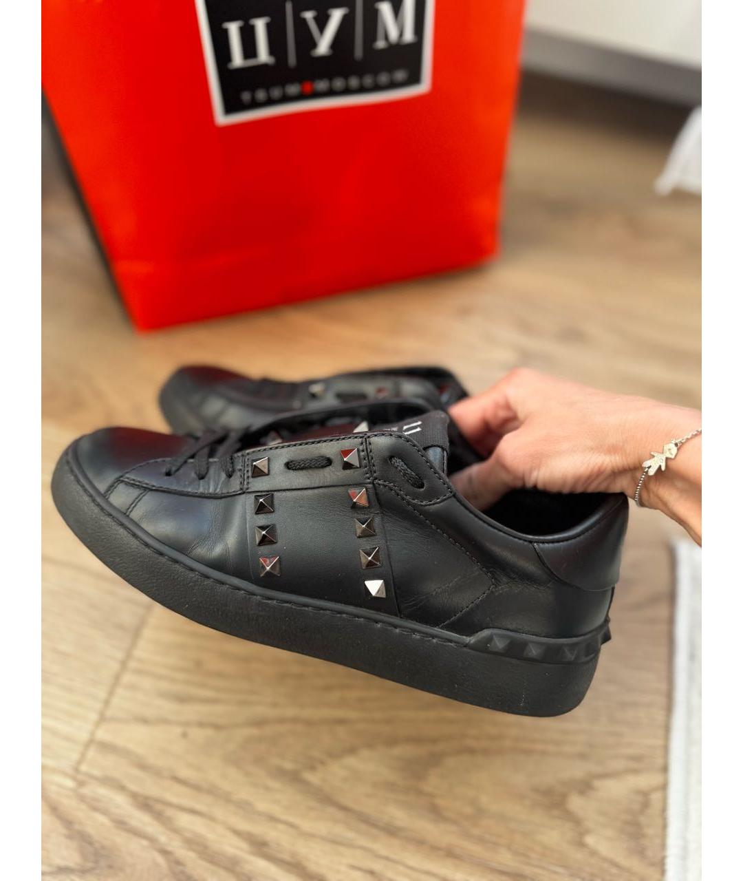 VALENTINO Черные кожаные кеды, фото 5