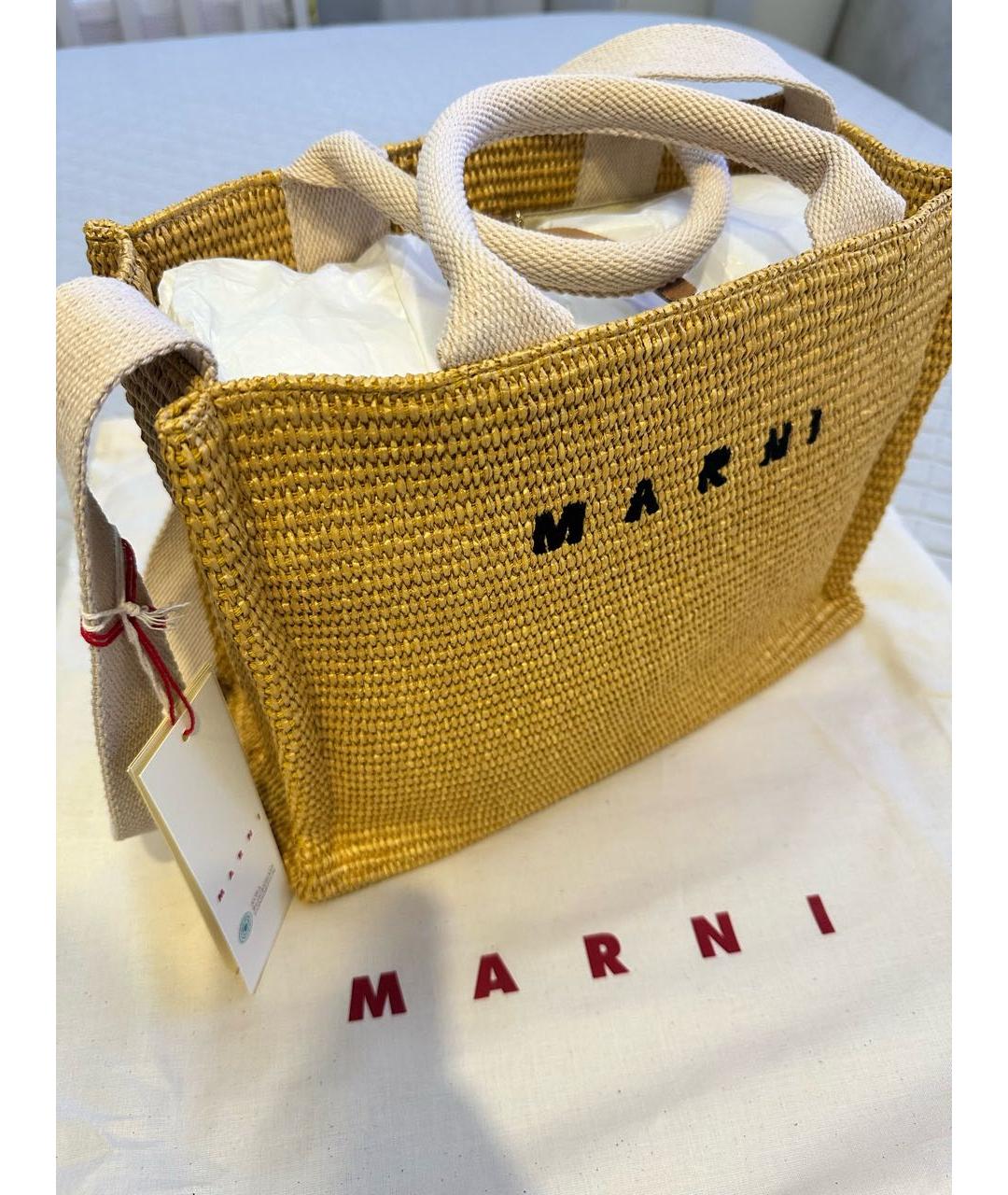MARNI Коричневая пелетеная пляжная сумка, фото 6