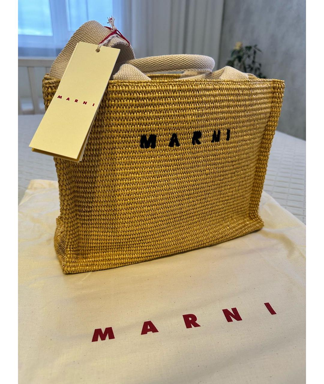 MARNI Коричневая пелетеная пляжная сумка, фото 7