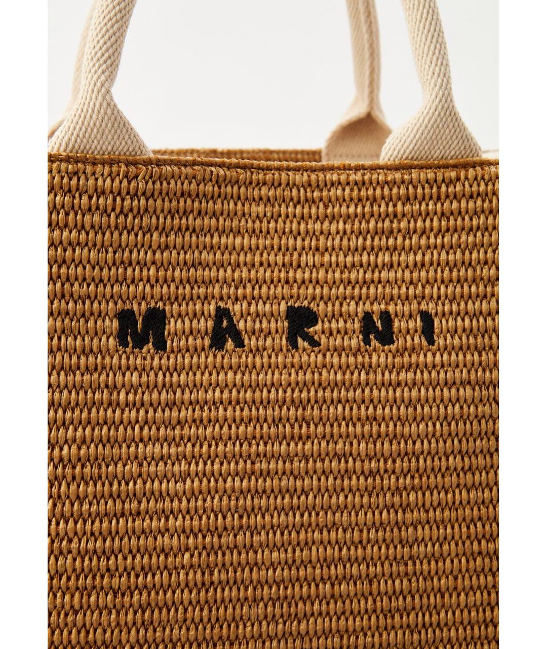 MARNI Коричневая пелетеная пляжная сумка, фото 4