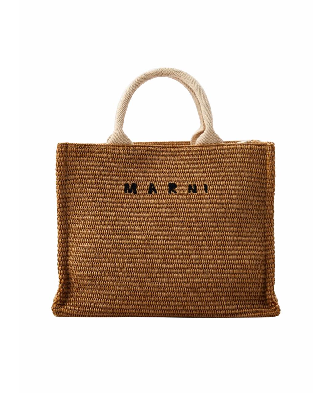 MARNI Коричневая пелетеная пляжная сумка, фото 1
