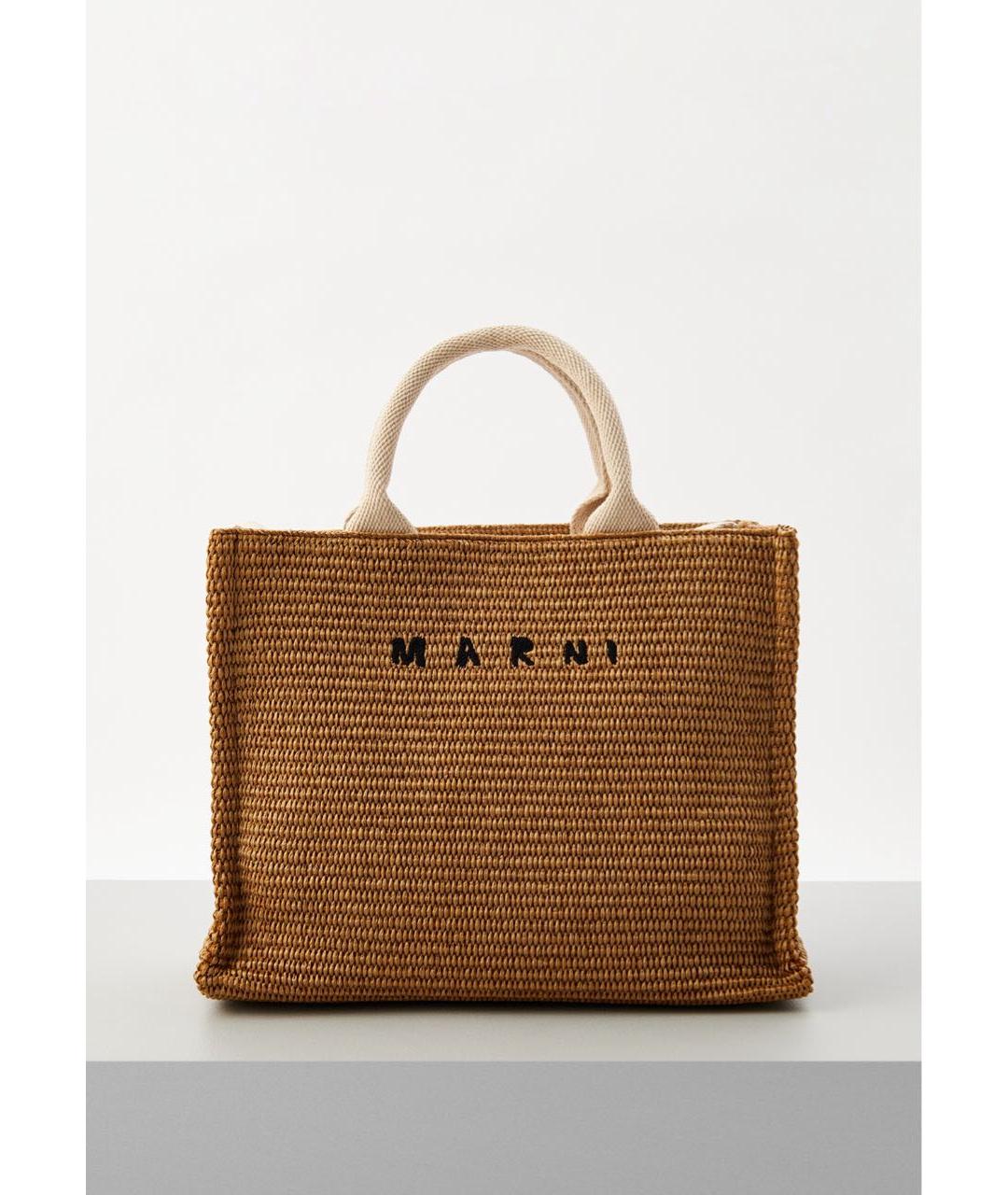 MARNI Коричневая пелетеная пляжная сумка, фото 9