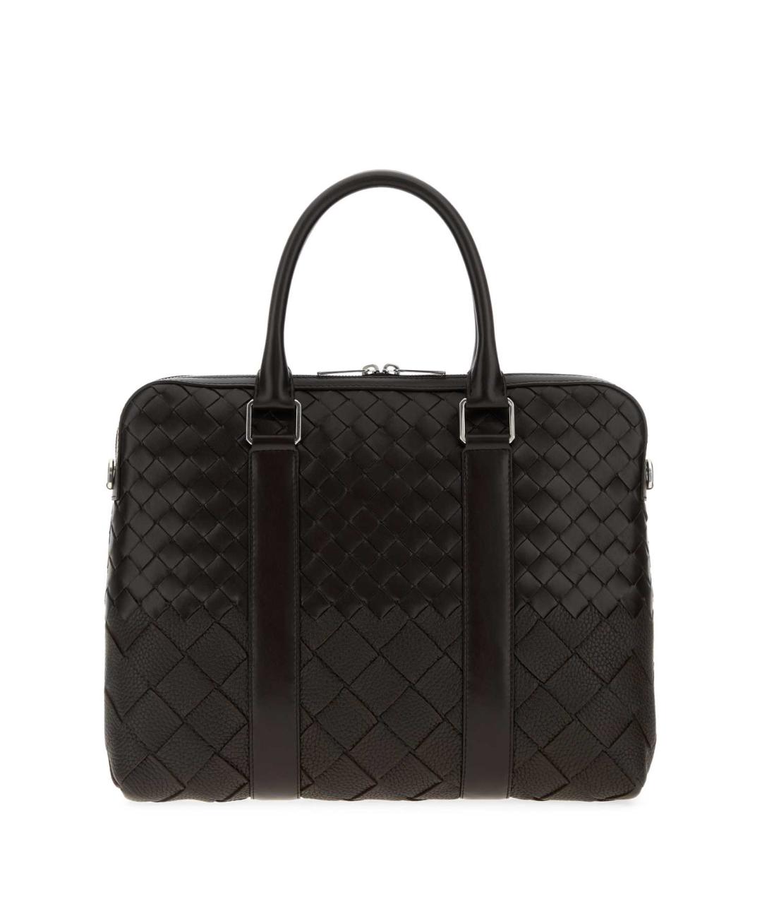 BOTTEGA VENETA Черный кожаный портфель, фото 1