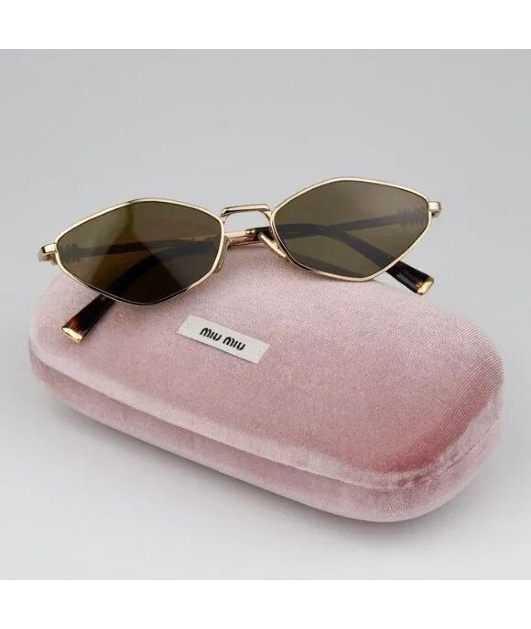 MIU MIU Коричневые металлические солнцезащитные очки, фото 2