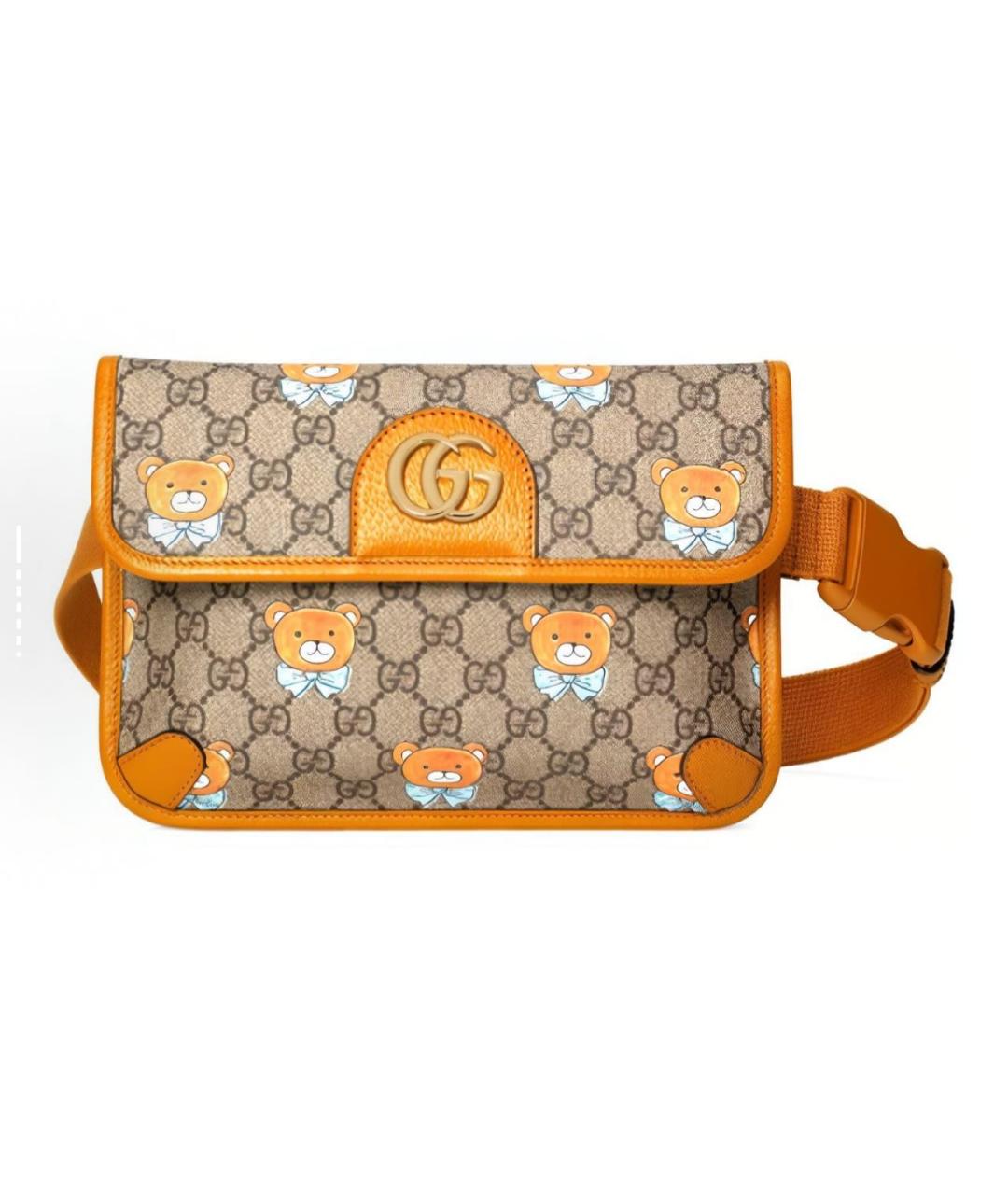 GUCCI Оранжевая кожаная поясная сумка, фото 7