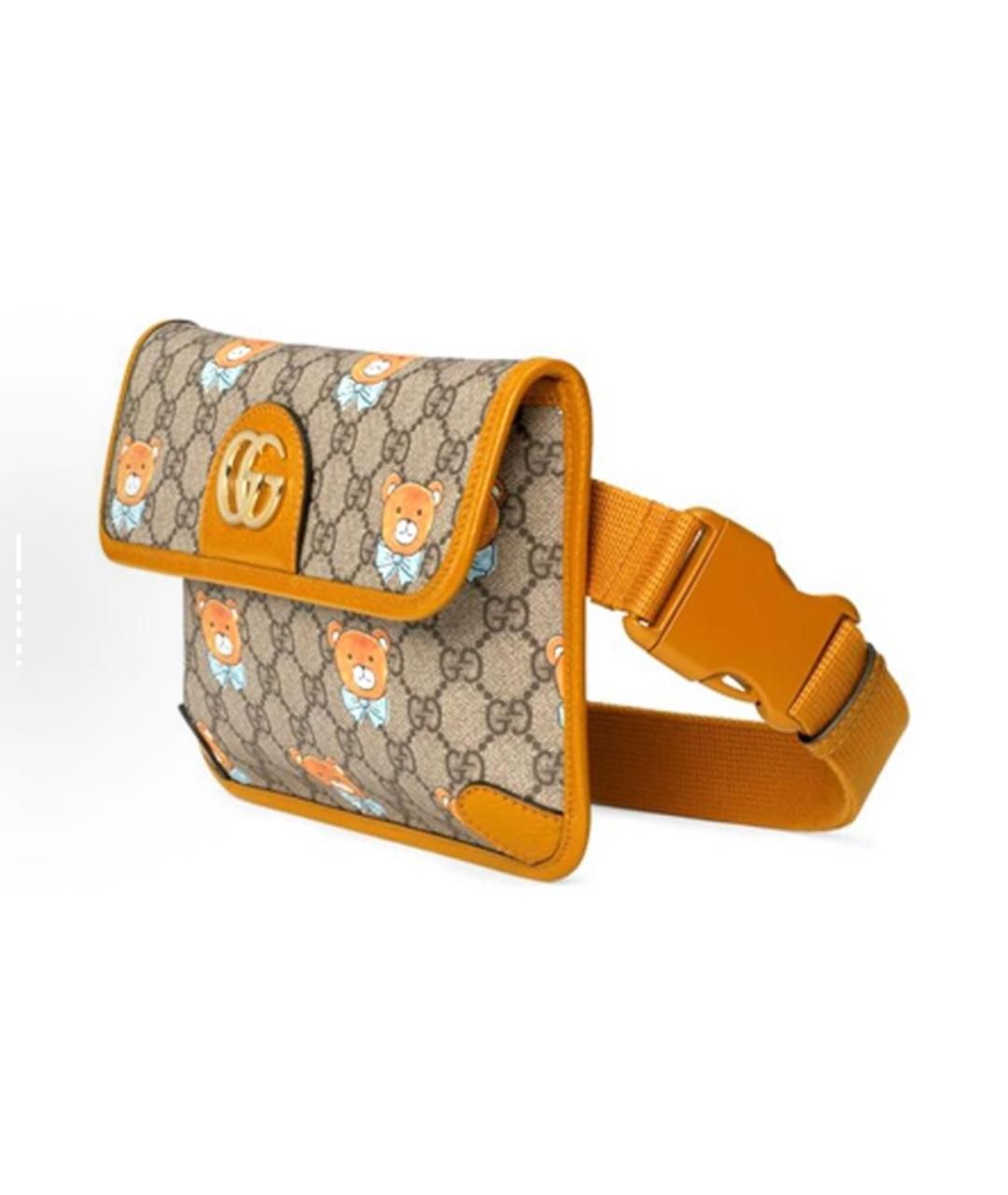 GUCCI Оранжевая кожаная поясная сумка, фото 2