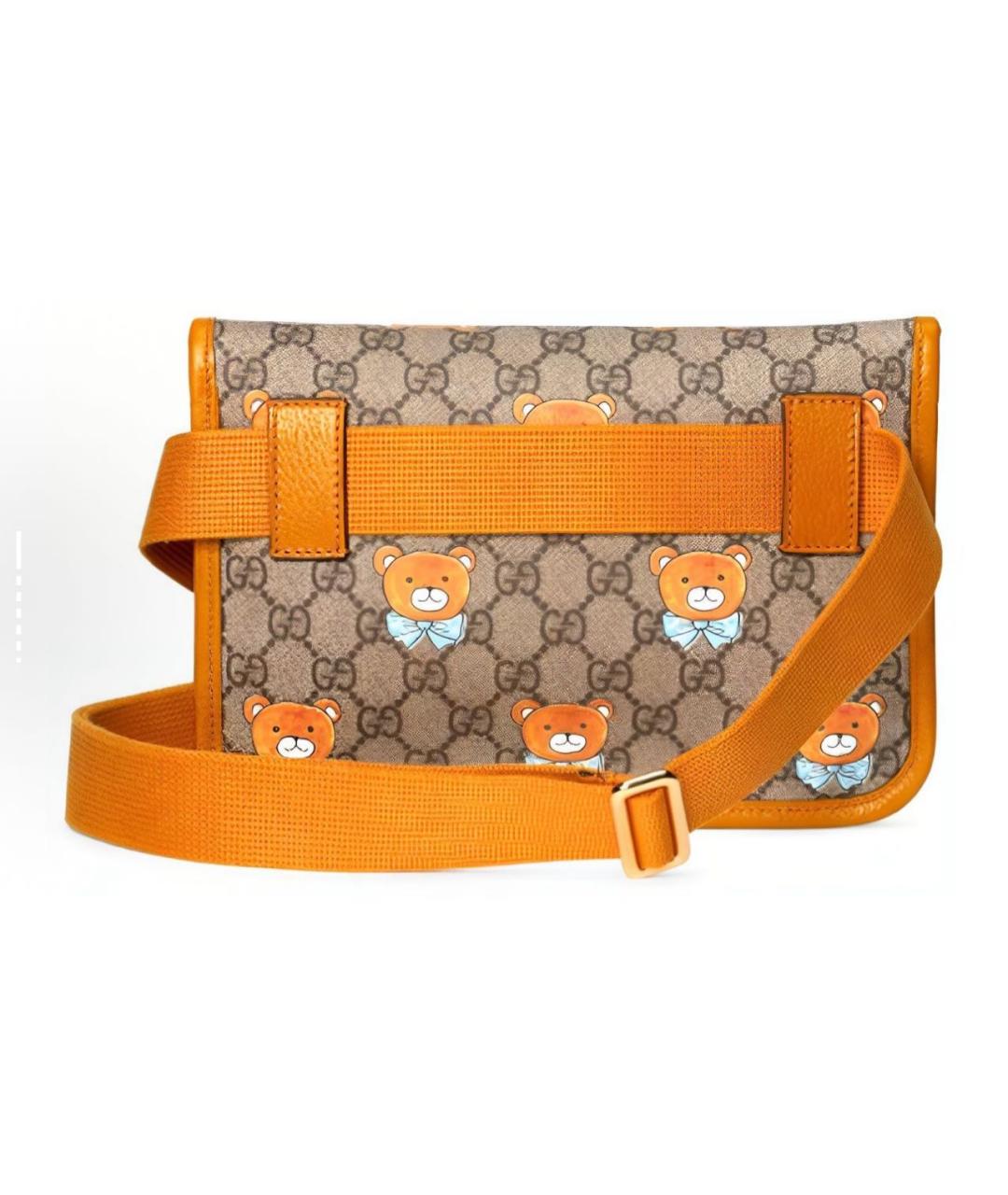 GUCCI Оранжевая кожаная поясная сумка, фото 3